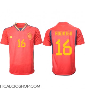 Spagna Rodri Hernandez #16 Prima Maglia Mondiali 2022 Manica Corta